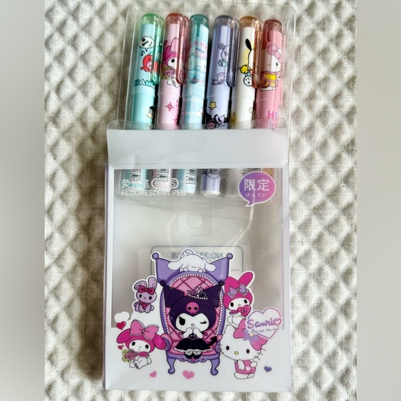 New Sanrio Kuromi Zip Pouch, Pen, Highlighter Markers, Note Pad - Set of 4 - Picture 6 of 7